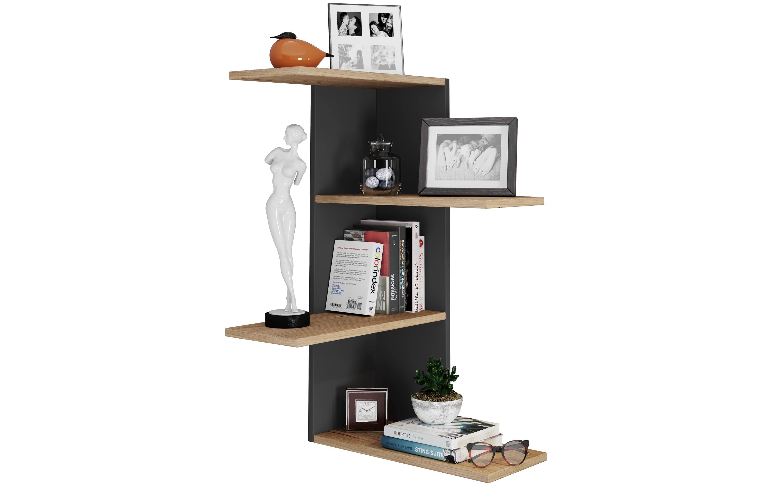 2112124 - Mediatech VCM Wandregal Balos Schwarz / Honig-Eiche kaufen Schweiz | Mediatech.ch