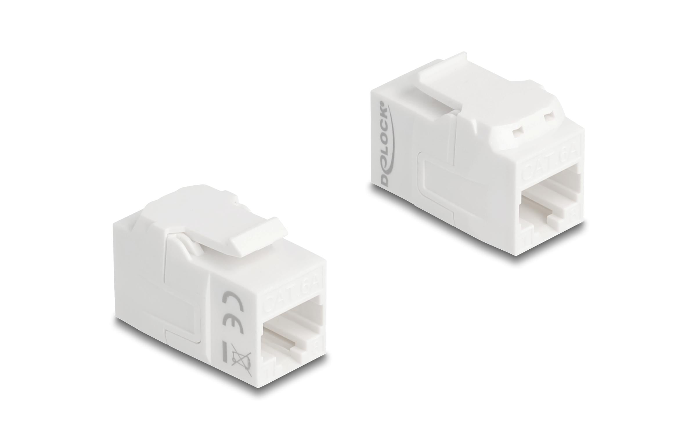 2130812 - Mediatech Delock Keystone Modul RJ45 Cat.6A Bu zu Bu Cat.6A, UTP, Kunstoff, weiss kaufen Schweiz | Mediatech.ch