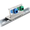 Delock Keystone Metall Halterung 4 Port für 35 mm Hutschiene, Edelstahl