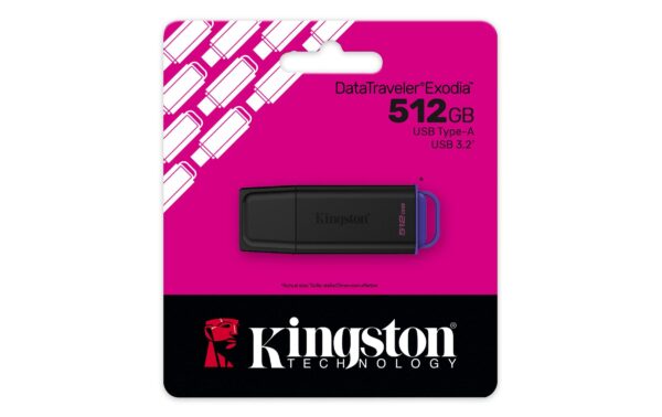 Kingston Portable DT Exodia 512GB, USB 3.2 mit Schutzkappe & Schlüsselring (purple)