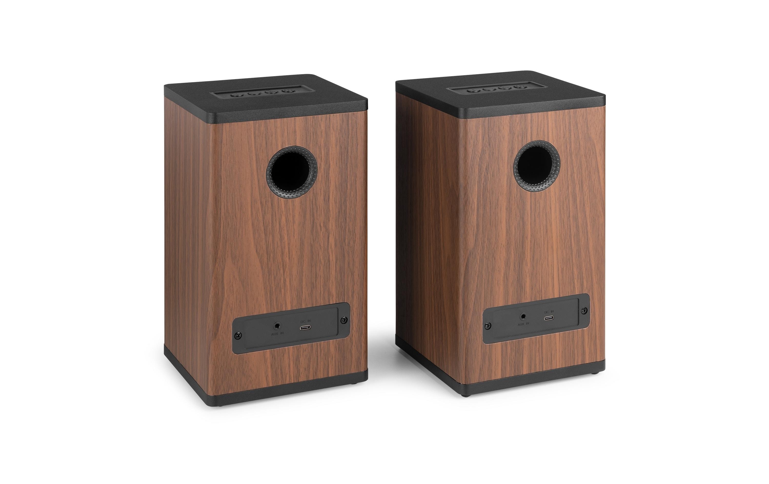 2132066_1 - Mediatech Audizio BS20-DW Regal-Speaker Set, 50W, BT, Akku, dk Holz