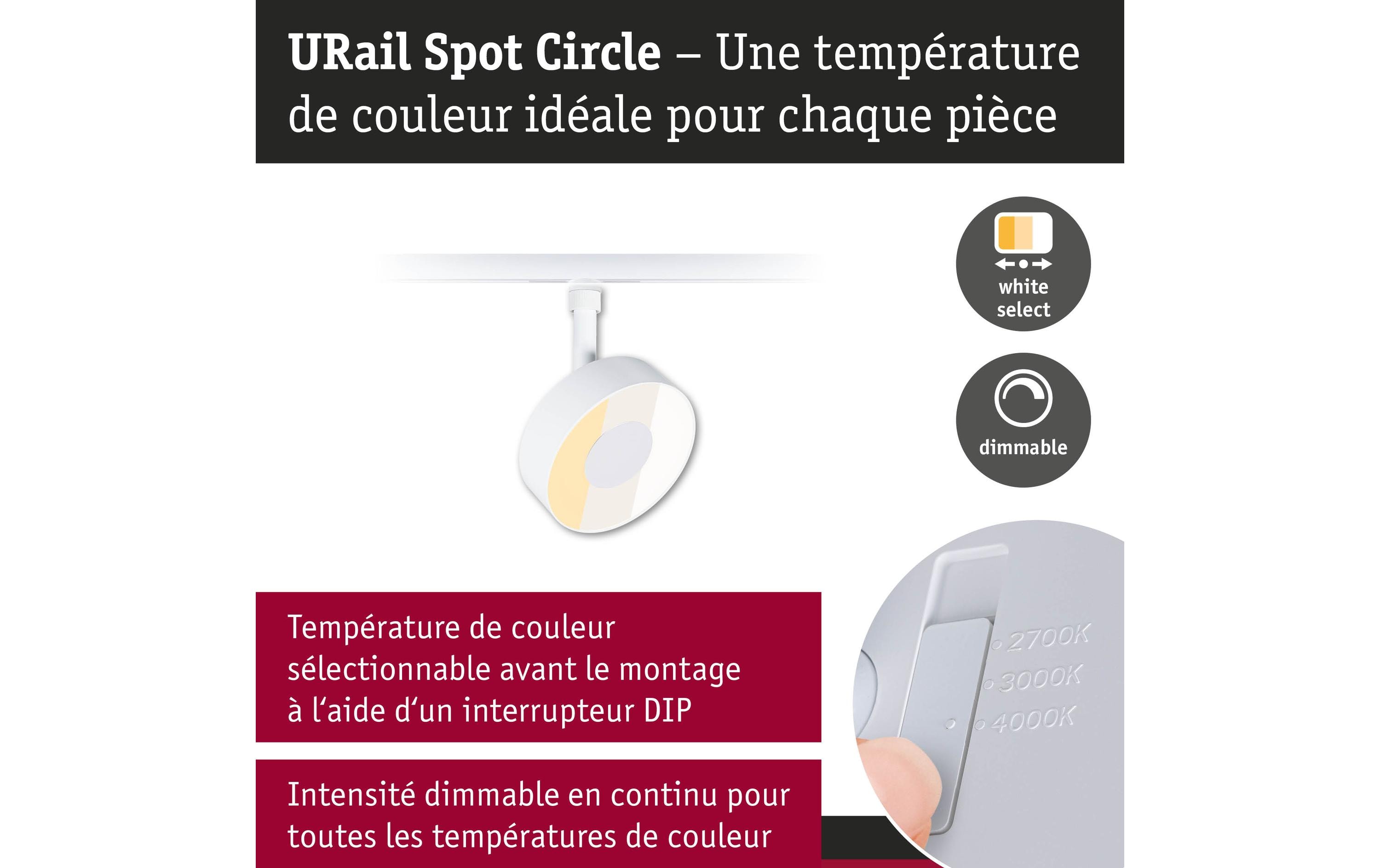 2143785_1 - Mediatech Paulmann URail Schienenspot Circle 250lm 5W 2700 - 4000K dimm 230V Signalws