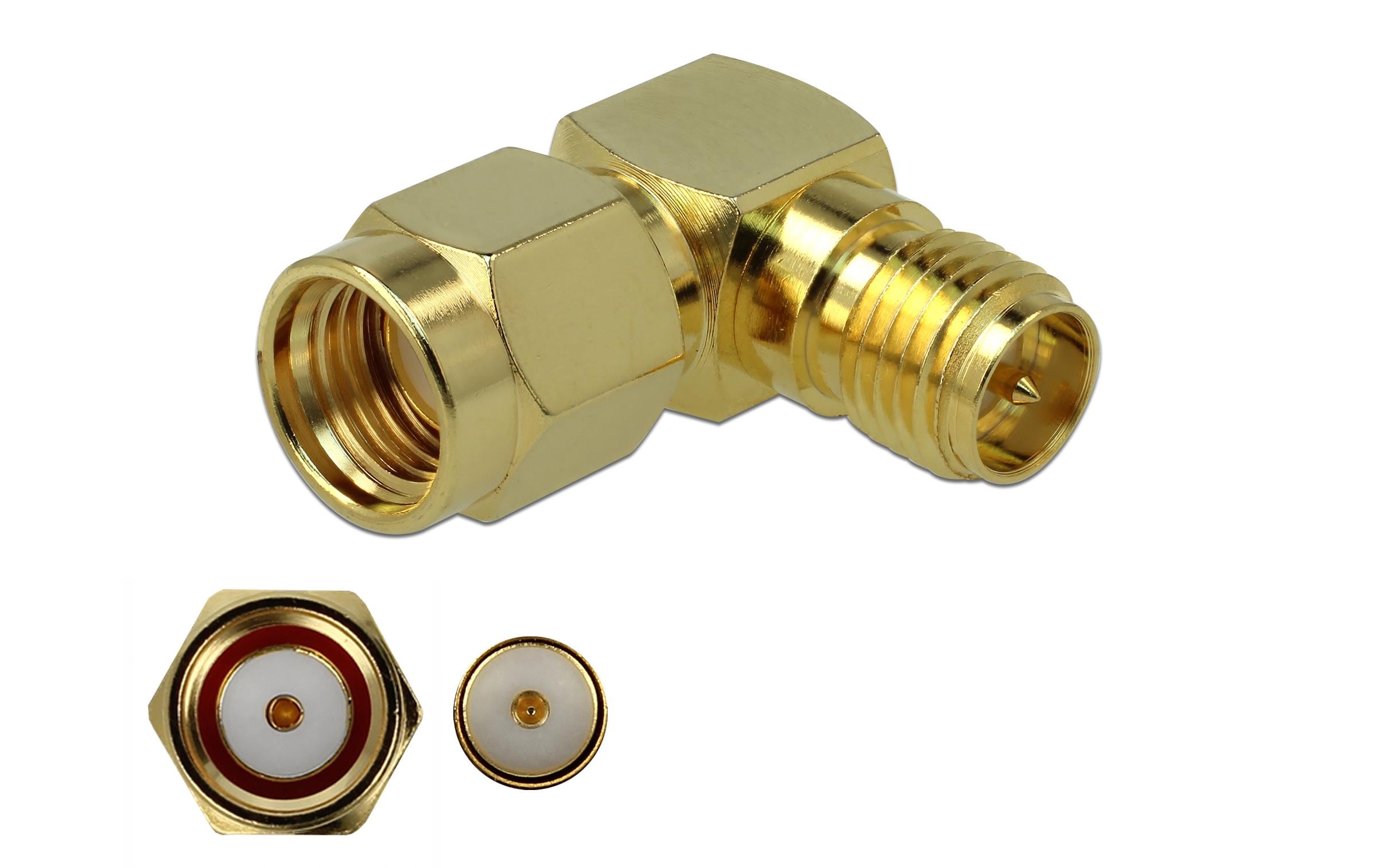2147825 - Mediatech Delock Adapter RP-SMA St zu RP-SMA Bu 90° 3 GHz, 50 Ohm, Messing vernickelt kaufen Schweiz | Mediatech.ch