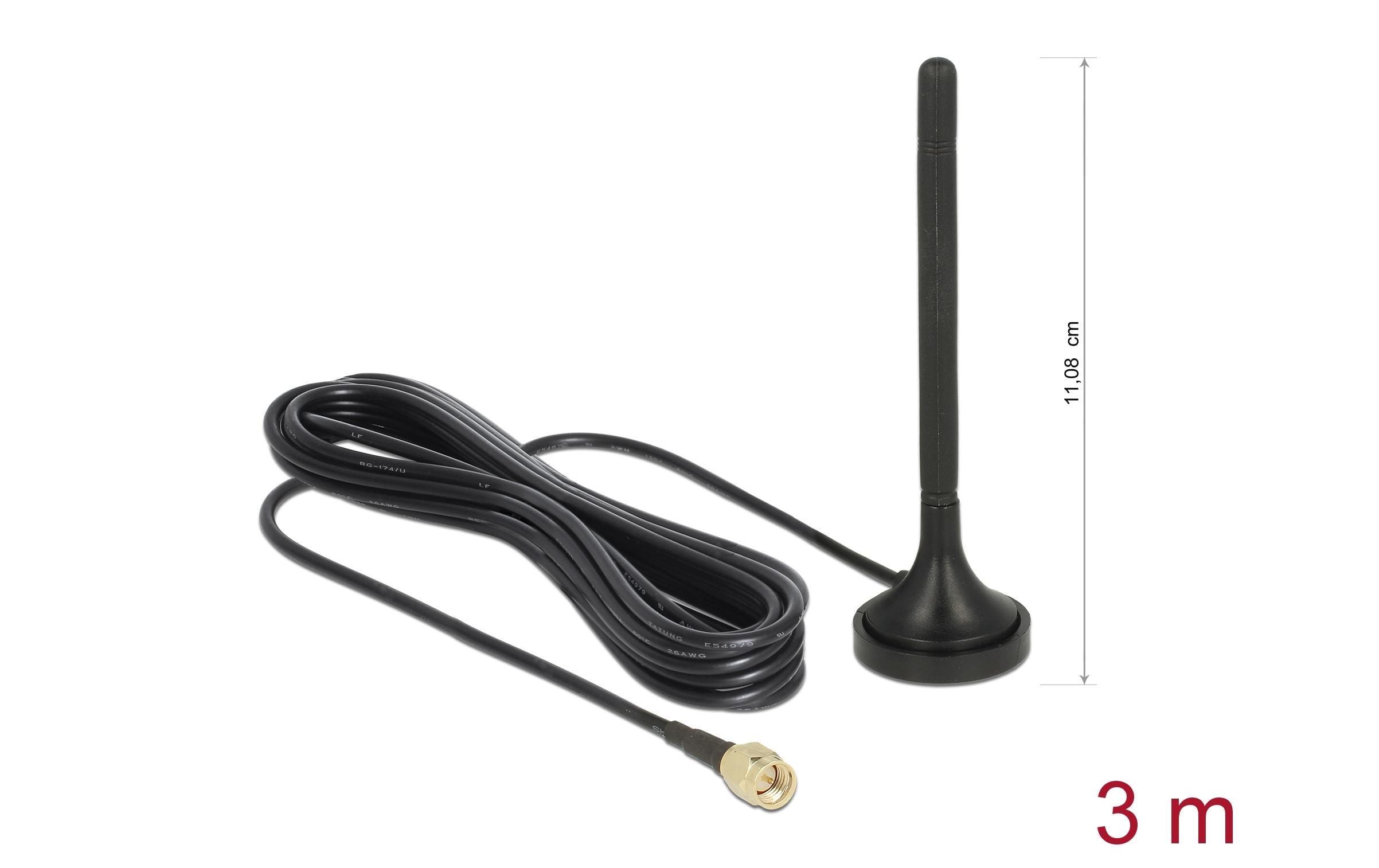 2147842 - Mediatech Delock LTE Antenne SMA Stecker 2 dBi 2 dBi, omni, Magnet Standfuss, 3 m, outdoor