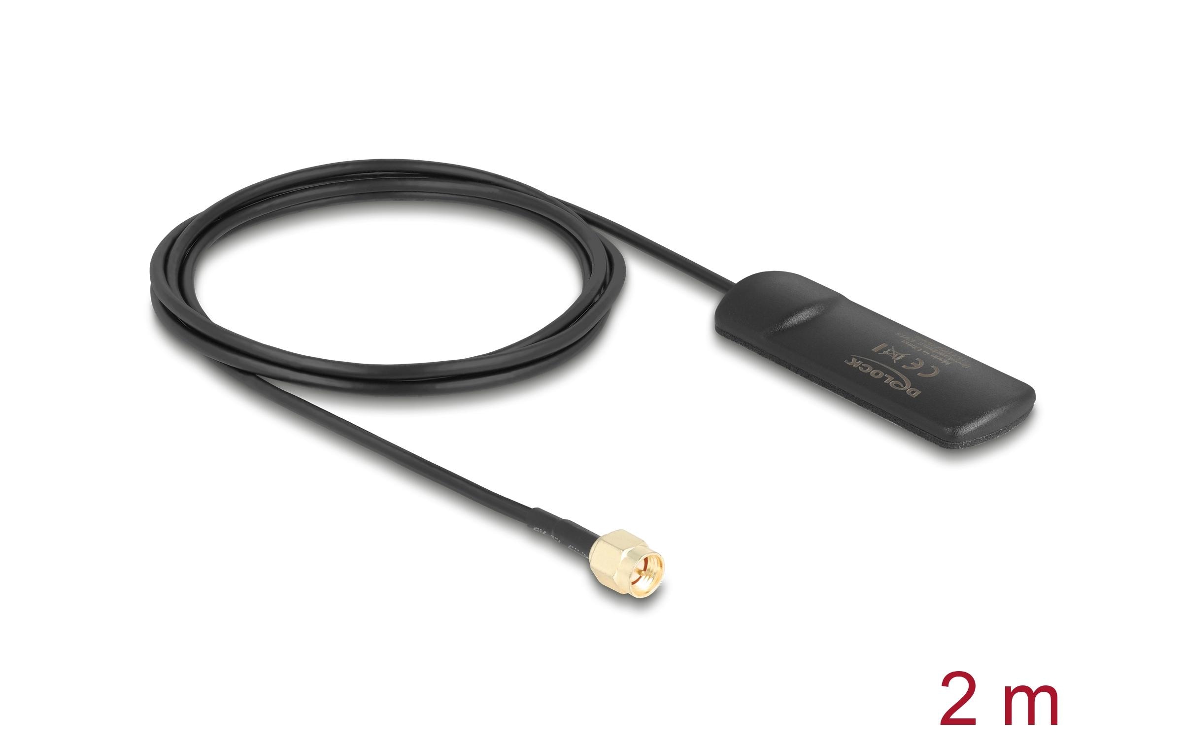 2147844 - Mediatech Delock GSM UMTS LTE WLAN Antenne SMA St 2 dBi, omni, starr, Klebemontage, 2,5m