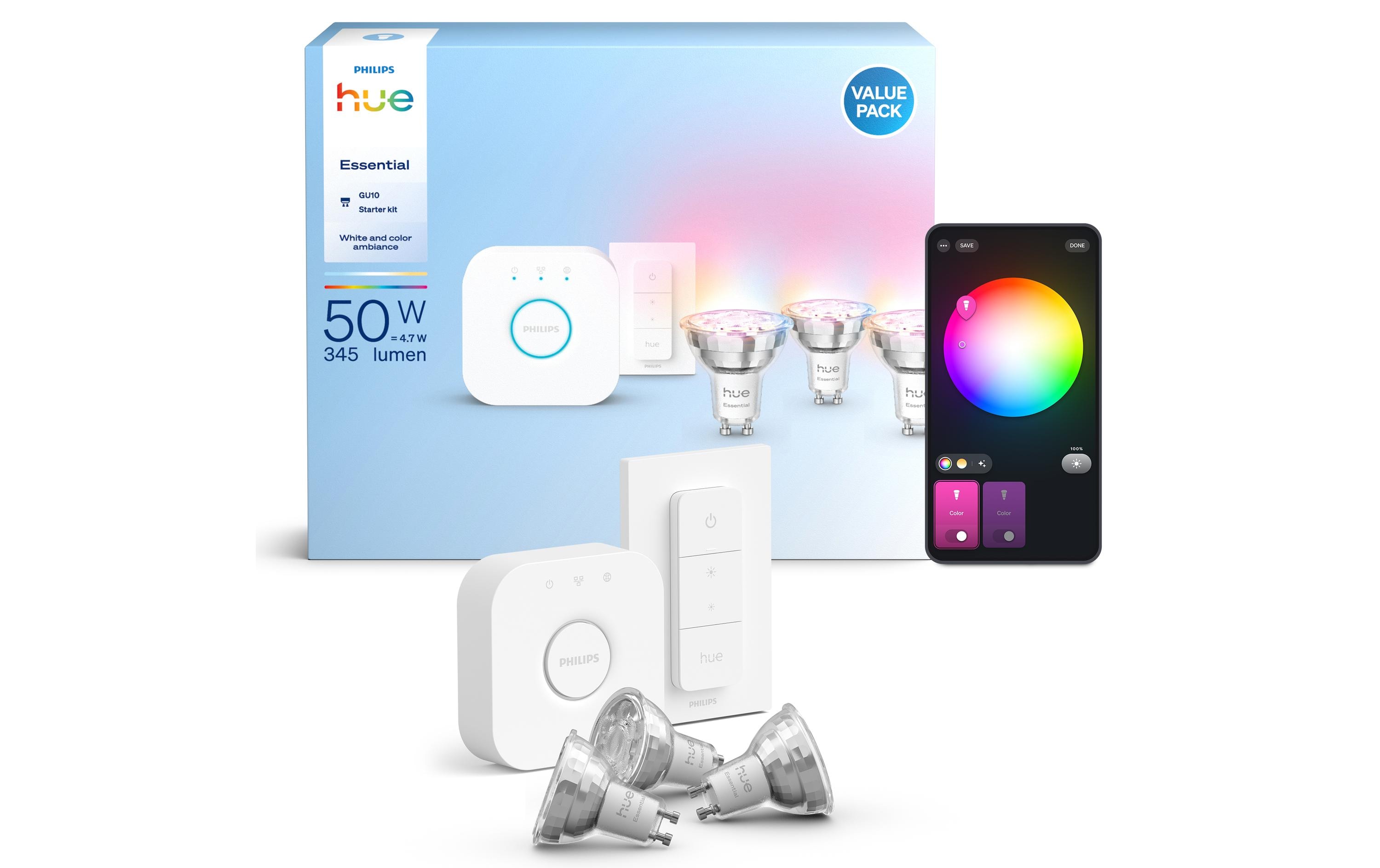 2151050 - Mediatech Philips Hue Basis Starter-Set 3 smarte Lampen GU10 345lm Dimmer Switch kaufen Schweiz | Mediatech.ch
