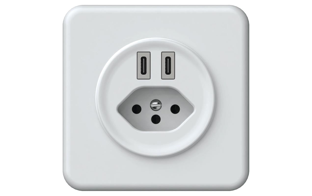 2151772 - Mediatech Hager ORIGIN UP Ladesteckdose 2x USB Typ C 20W PD+1x T13, kurzschlfest und überl, ws kaufen Schweiz | Mediatech.ch