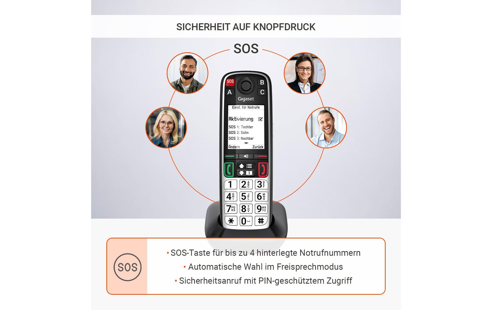 2153832_1 - Mediatech Gigaset Schnurlostelefon Easy 500 EU Schwarz/Silber