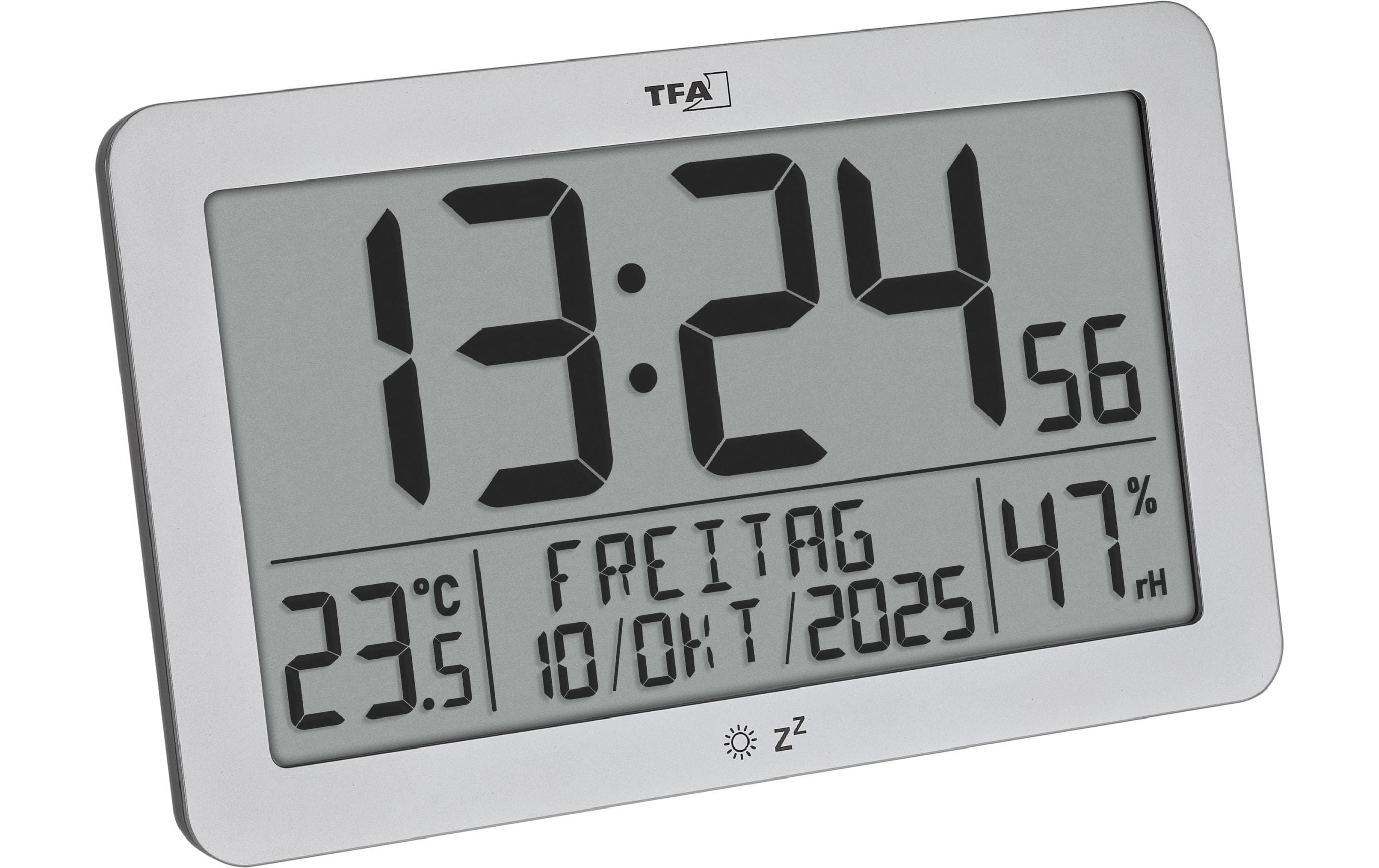 2156098 - Mediatech TFA Dostmann TFA Digitale Funkuhr mit Raumklima Silber kaufen | Mediatech.ch