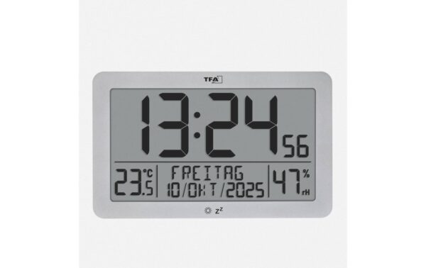 2156098_2 - Mediatech TFA Digitale Funkuhr mit Raumklima Silber