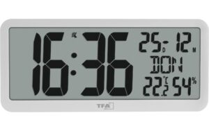 TFA Digitale Funkuhr mit Raumklima Weiss