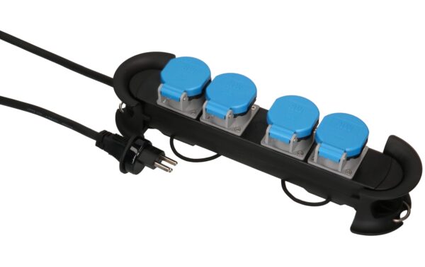 Steckdosenleiste Construct Line 4x Typ 23 IP55 schwarz/blau 5m