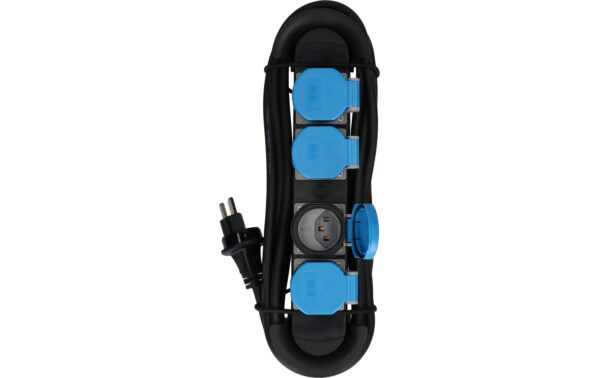 Steckdosenleiste Construct Line 4x Typ 23 IP55 schwarz/blau 5m