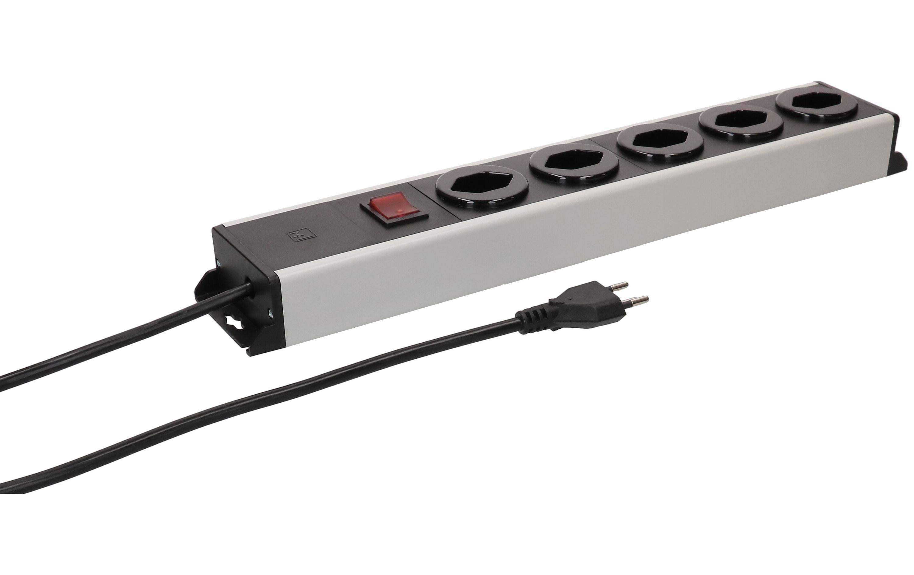 2159858 - Mediatech Max Hauri Steckdosenleiste Power Line 5x Typ 13 grau/schwarz Schalter 5.0m kaufen | Mediatech.ch
