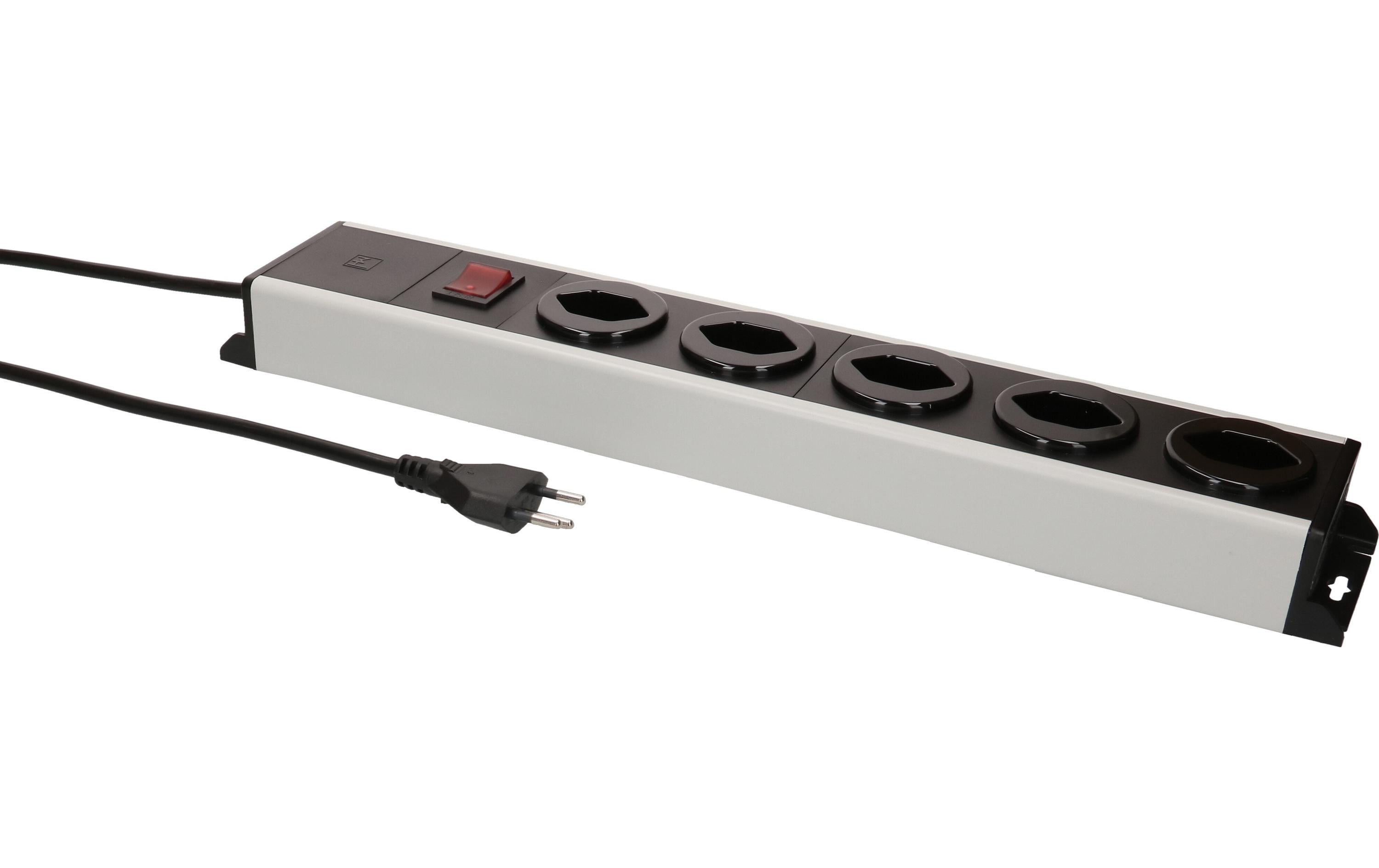 2159858_1 - Mediatech Steckdosenleiste Power Line 5x Typ 13 grau/schwarz Schalter 5.0m