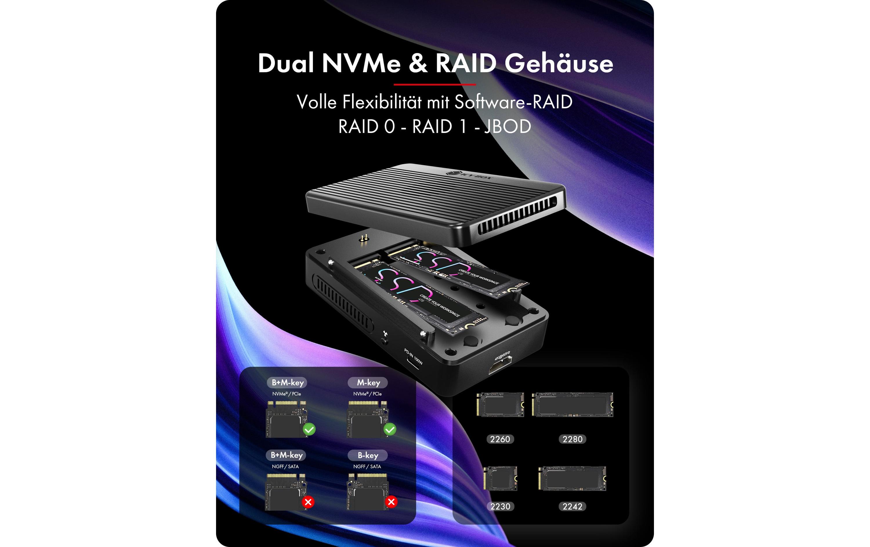 2164608_1 - Mediatech ICY BOX IB-RD2818DK-40G Raid- und Docking RAID & DockingStation für 2x M.2 NVMe SSD