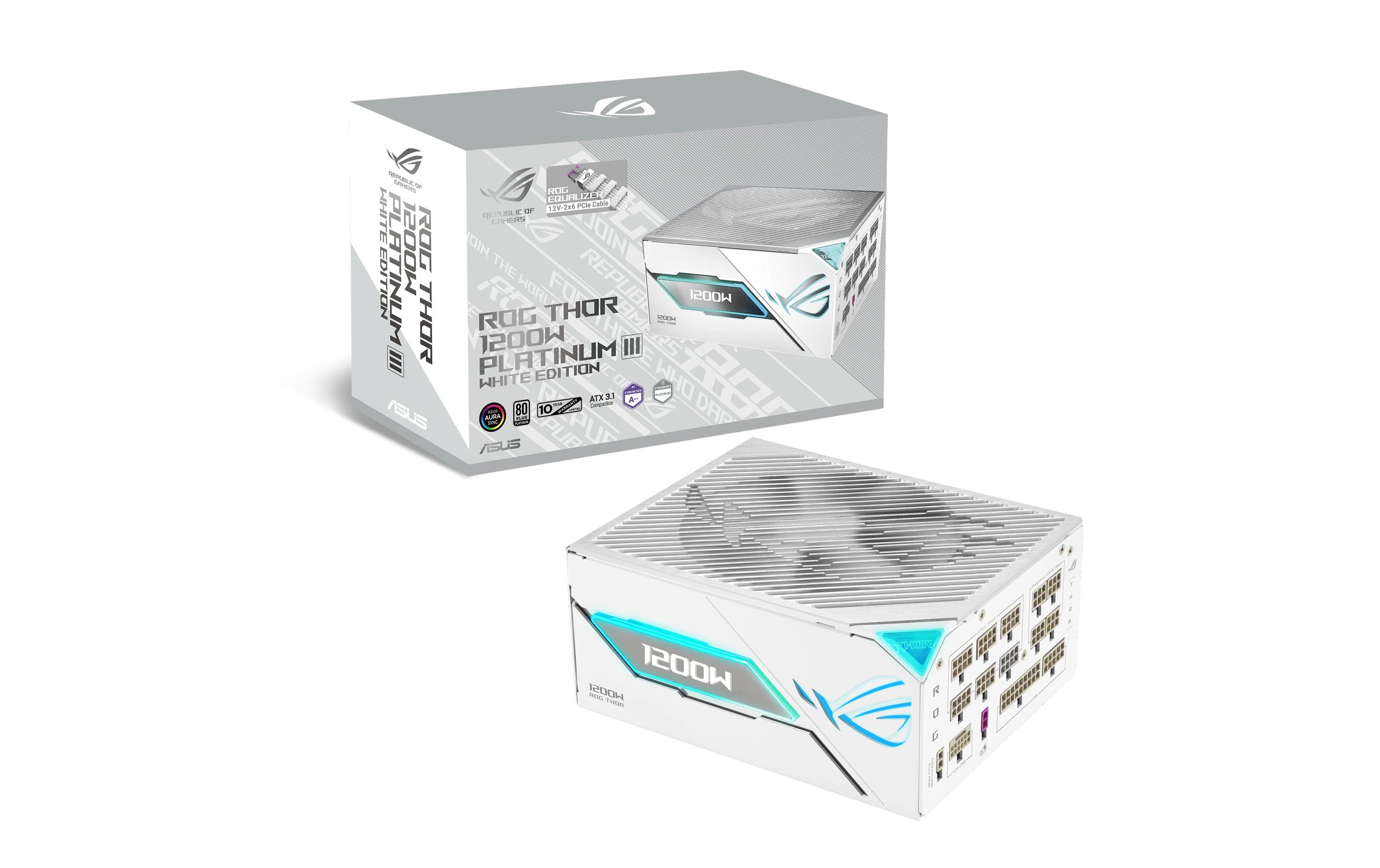 2166134 - Mediatech Asus ROG Thor 1200W Platinum III White Equa 80+ Platinum, OLED, PCIE 5.1, ROG Equalizer kaufen Schweiz | Mediatech.ch