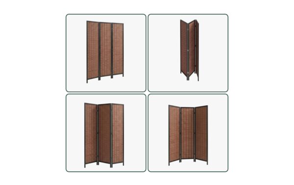 relaxdays Paravent Bambus, 3-teilig, Braun