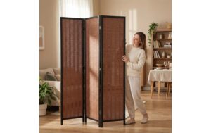 relaxdays Paravent Bambus, 3-teilig, Braun