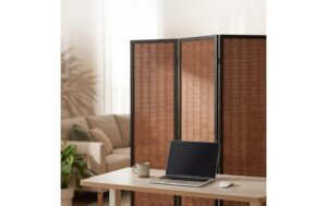 relaxdays Paravent Bambus, 3-teilig, Braun