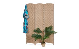 relaxdays Paravent Holz, 3-teilig, Natur