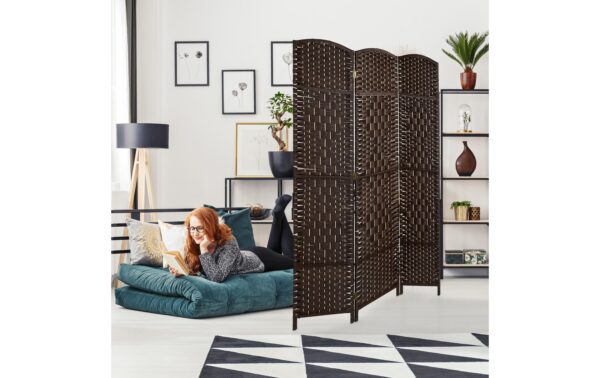 2173706_5 - Mediatech relaxdays Paravent Holz, 3-teilig, Dunkelbraun