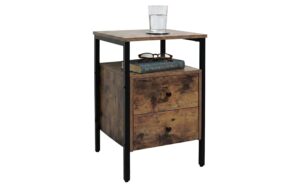 relaxdays Beistelltisch 2 Schubladen H x B x T: ca. 61 x 40 cm, Braun