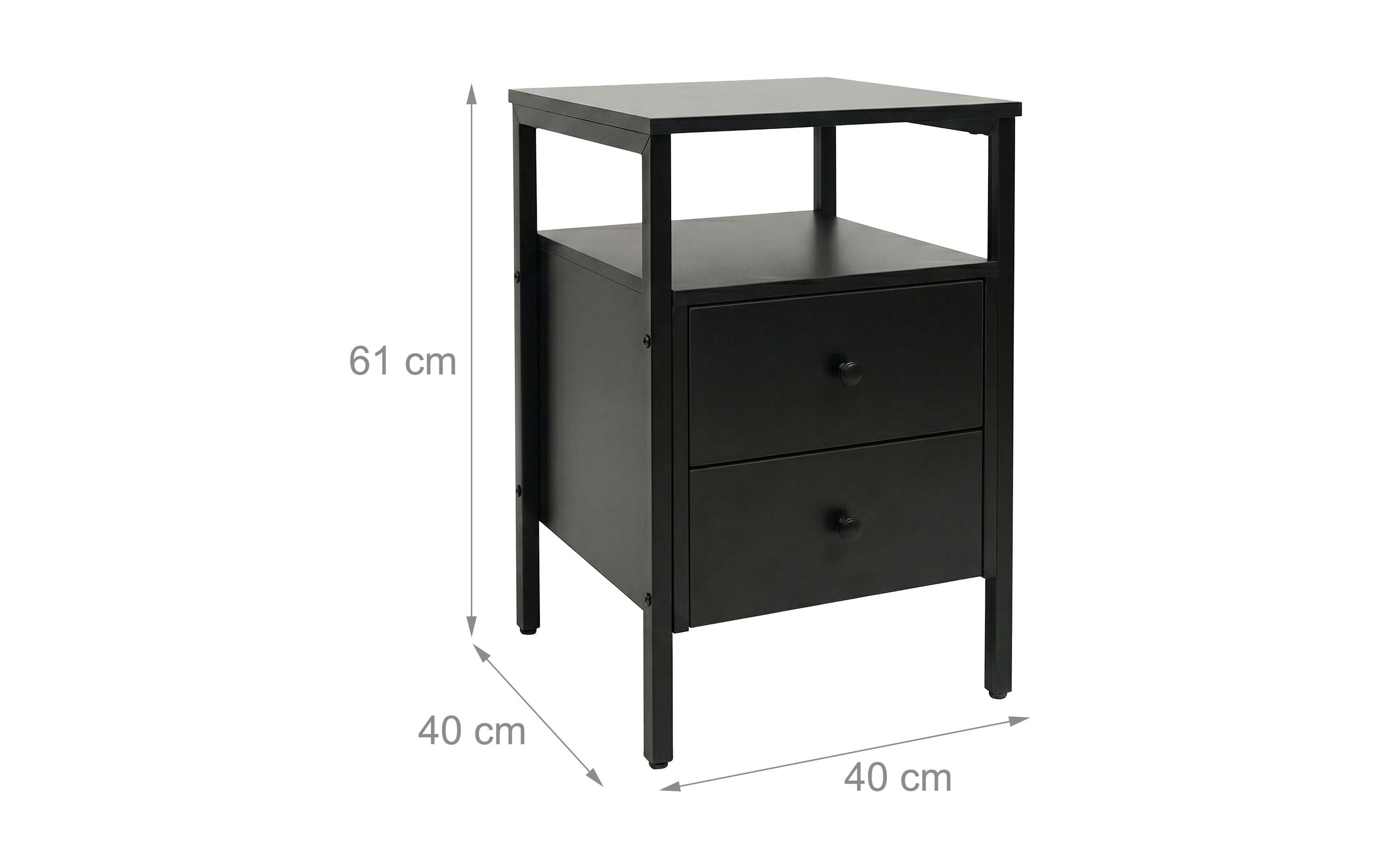 2173728_1 - Mediatech relaxdays Beistelltisch 2 Schubladen H x B x T: ca. 61 x 40 x 40 cm, Schwarz