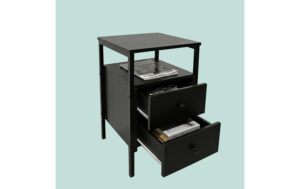 2173728_2 - Mediatech relaxdays Beistelltisch 2 Schubladen H x B x T: ca. 61 x 40 x 40 cm, Schwarz