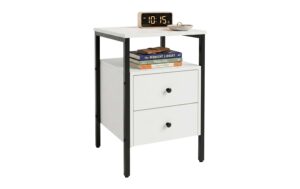 relaxdays Beistelltisch 2 Schubladen H x B x T: ca. 61 x 40 cm, Weiss