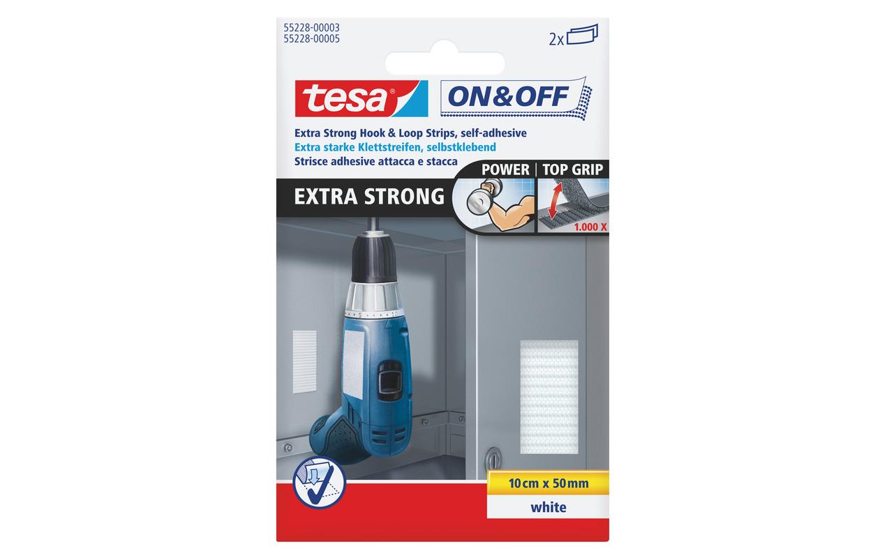 2176842 - Mediatech tesa Klettband On&Off Extra Strong 0.05m x 100mm, Weiss
