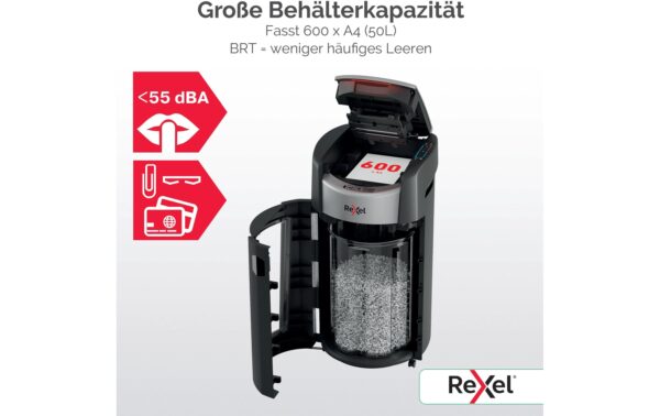 Rexel ShredMax Autofeed 600M P-5, 600 Blatt, schwarz