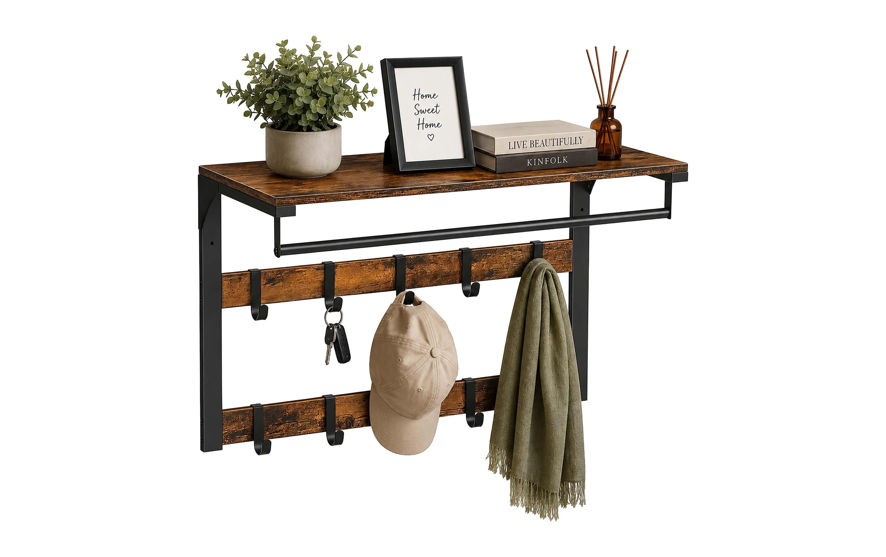2191138 - Mediatech Relaxdays Wandgarderobe 3 in 1 Schwarz/Vintagebraun. 65 cm kaufen Schweiz | Mediatech.ch
