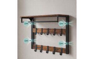 2191138_4 - Mediatech Relaxdays Wandgarderobe 3 in 1 Schwarz/Vintagebraun. 65 cm