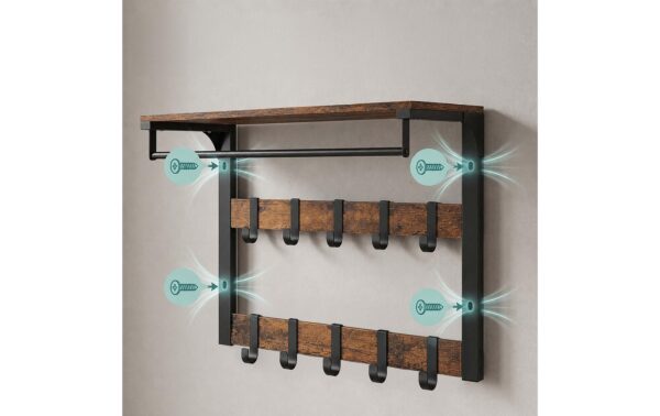 2191138_4 - Mediatech Relaxdays Wandgarderobe 3 in 1 Schwarz/Vintagebraun. 65 cm
