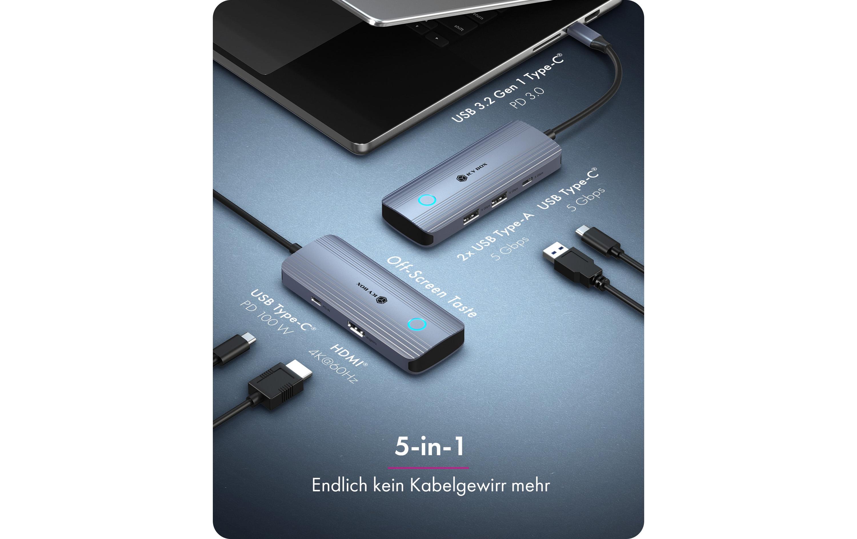 2195230_1 - Mediatech ICY BOX IB-DK4081-SO-LCD Dockingstation USB Type-C 5in1 Dockingstation mit LCD-Disp