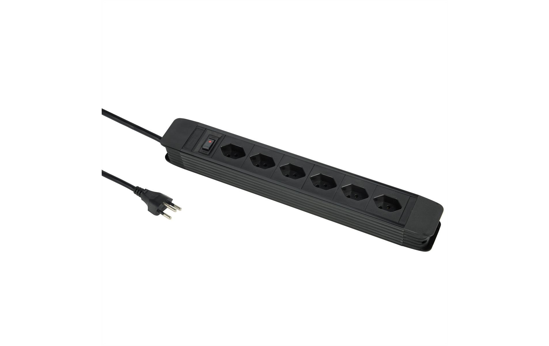2195532 - Mediatech Schönenberger Steckdosenleiste PRINCIPIO 6xT13, 2m Kabel, horizontal, schwarz kaufen Schweiz | Mediatech.ch
