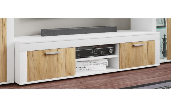 VCM TV Möbel Lowboard Usilo XL Weiss/Honig-Eiche