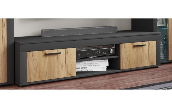VCM TV Möbel Lowboard Usilo XL Anthrazit/Honig-Eiche