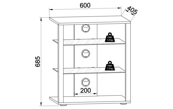 VCM Hifi-Möbel Folas Schwarz