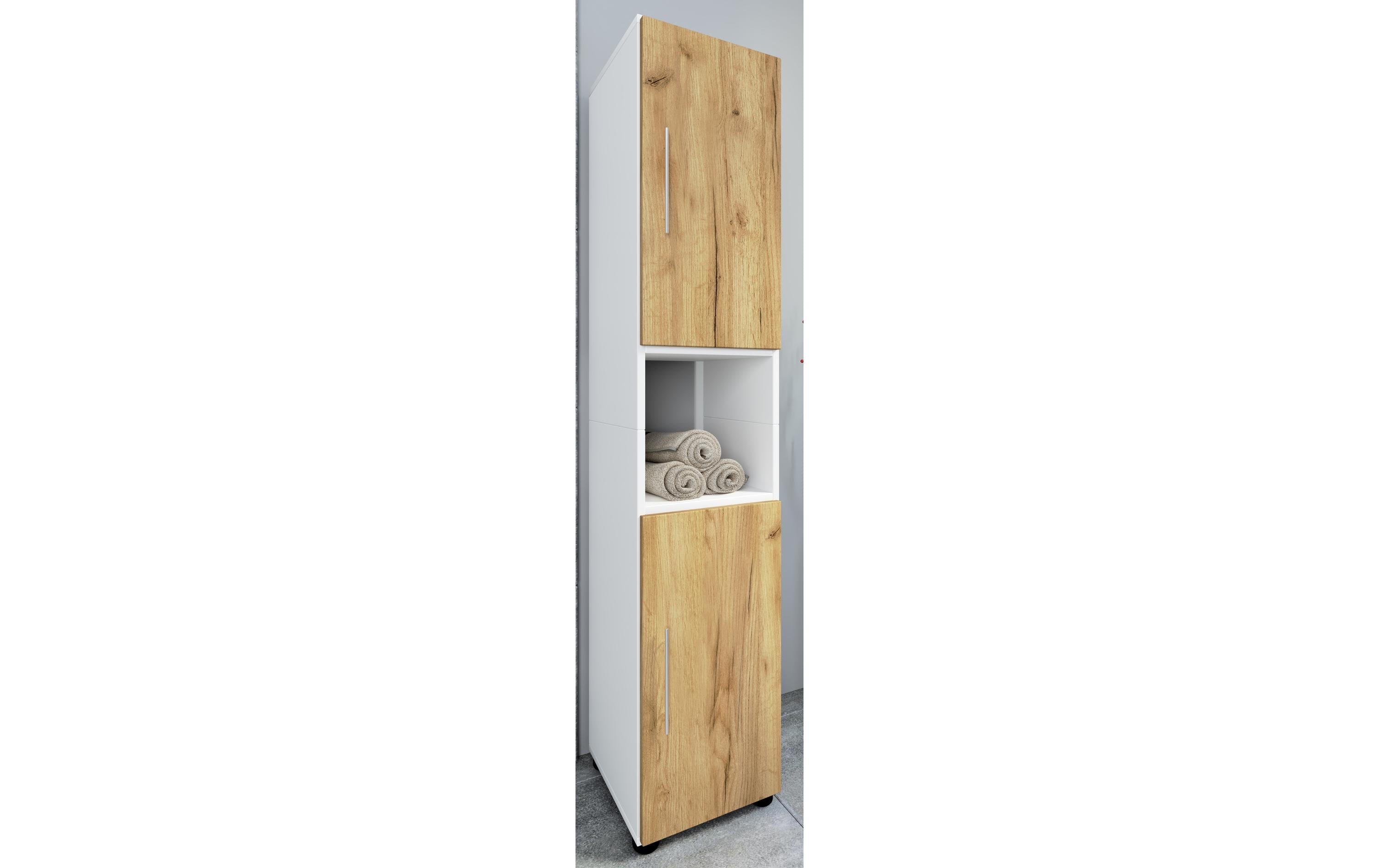 2206033_1 - Mediatech VCM Hochschrank Flandu Weiss / Honig-Eiche