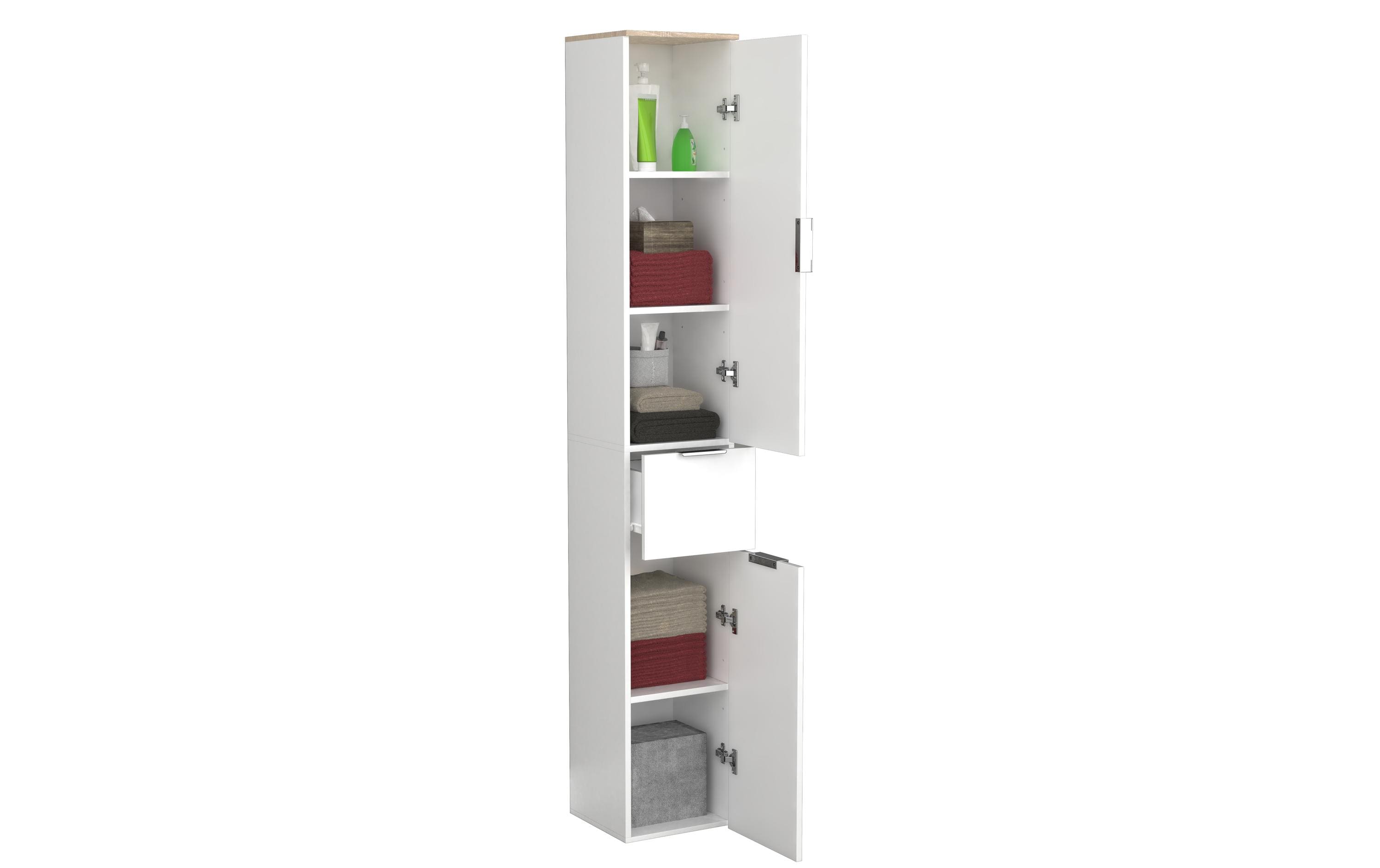 2206054 - Mediatech VCM Hochschrank Donali Weiss/Somoma-Eiche kaufen Schweiz | Mediatech.ch
