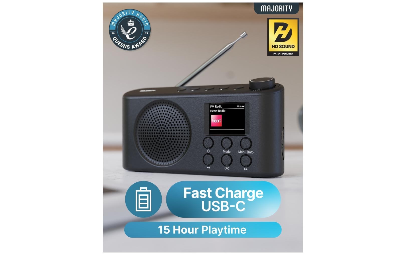 2210554_1 - Mediatech Majority Orwell-Pro DAB+ Radio mit Bluetooth und Weckfunktion