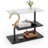 Relaxdays Couchtisch mit Glasplatte Masse H x B x T: ca. 50 x 60 x 30 cm