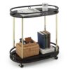 2211772 - Mediatech Relaxdays Servierwagen mit 2 Glasablagen Masse H x B x T: ca. 77, 5 x 72 x 42 cm