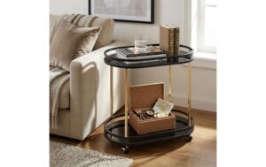 Relaxdays Servierwagen mit 2 Glasablagen Masse H x B x T: ca. 77, 5 x 72 x 42 cm