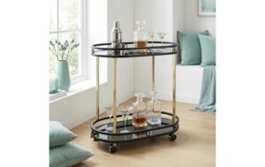 Relaxdays Servierwagen mit 2 Glasablagen Masse H x B x T: ca. 77, 5 x 72 x 42 cm