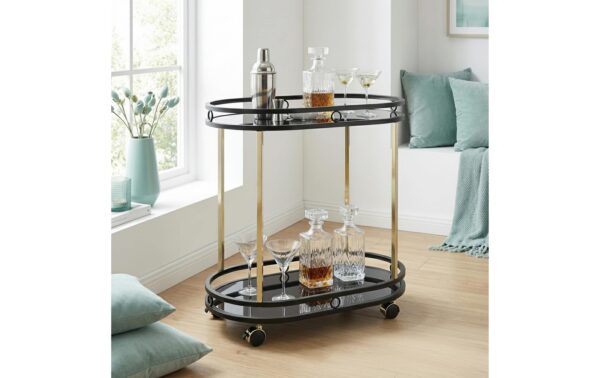 Relaxdays Servierwagen mit 2 Glasablagen Masse H x B x T: ca. 77, 5 x 72 x 42 cm
