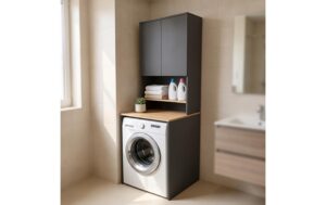Relaxdays Waschmaschinenschrank Anthrazit/Hellbraun