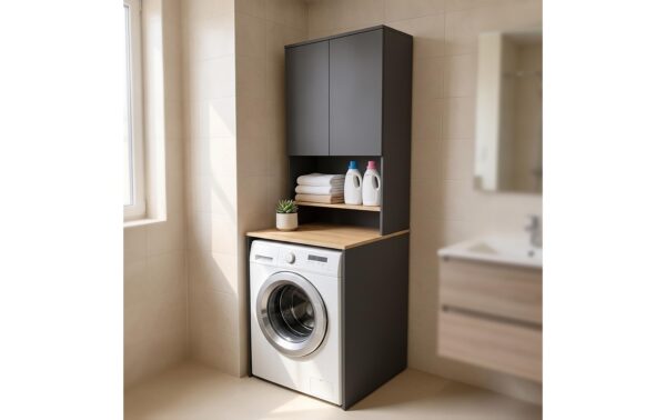 Relaxdays Waschmaschinenschrank Anthrazit/Hellbraun